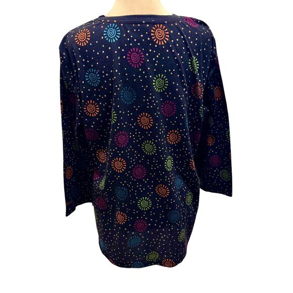 Vintage Y2K Laurel Burch Black Dog Butterfly Dot Top XXL - Picture 5 of 9